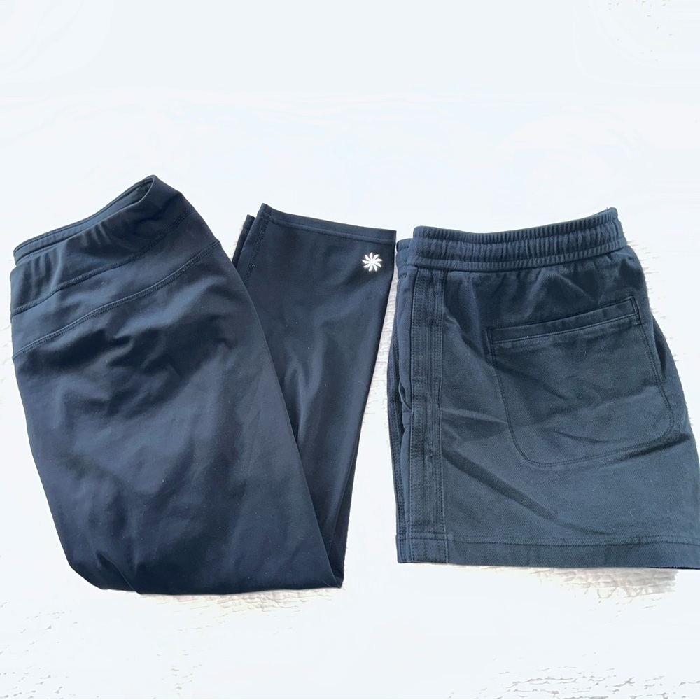 Athleta Crop Tights + Shorts {Large} Black